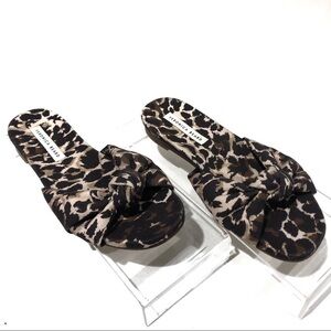 Veronica Beard Sandals Etra Knotted Leopard Flat Mule Sandals Slippers Sz 6.5